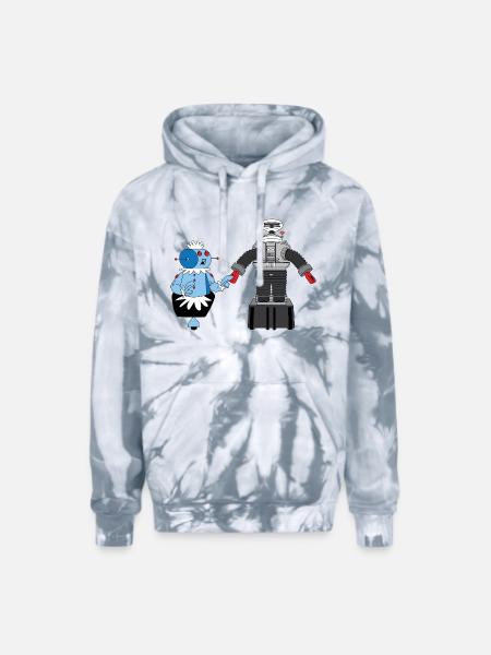 Rosie and Lost in Space Robot - Adult Tie Dye Hoodie - spider silver