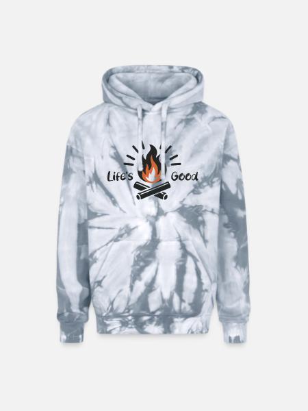 Life's Good - Adult Tie Dye Hoodie - spider silver