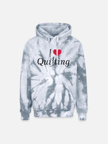 I love Quilting - Adult Tie Dye Hoodie - spider silver
