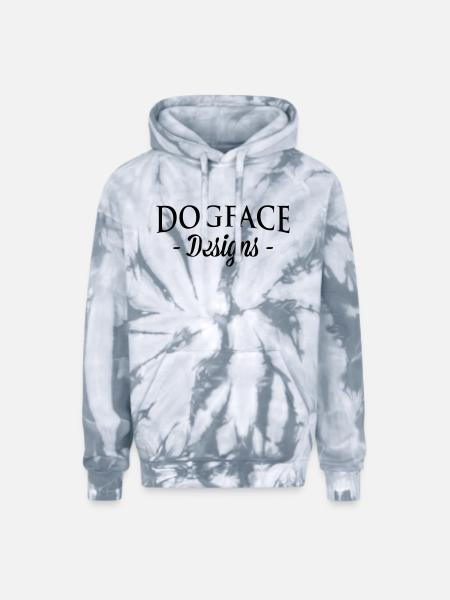 dogface-sleeve-dark - Adult Tie Dye Hoodie - spider silver