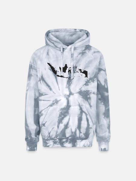 Indonesia Map in Black - Adult Tie Dye Hoodie - spider silver