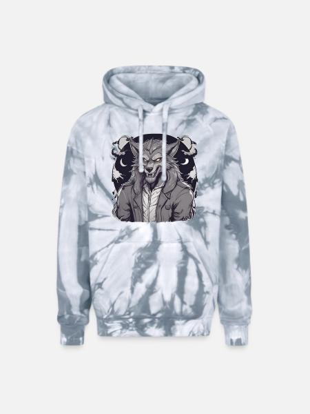 Halloween Werewolf - Adult Tie Dye Hoodie - spider silver