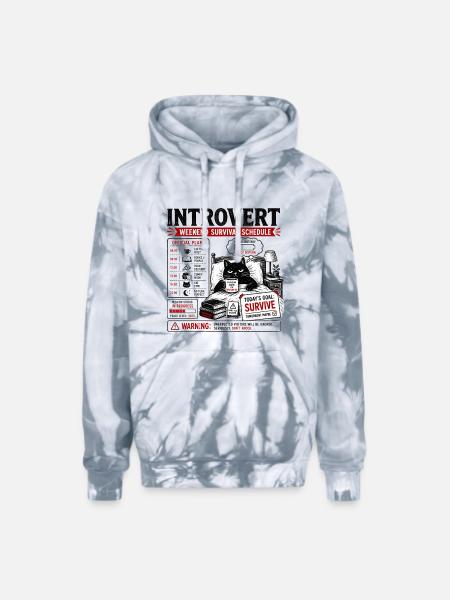 Introvert Weekend Survival Schedule - Adult Tie Dye Hoodie - spider silver