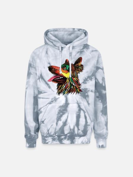 German Shepherd Dog - Adult Tie Dye Hoodie - spider silver