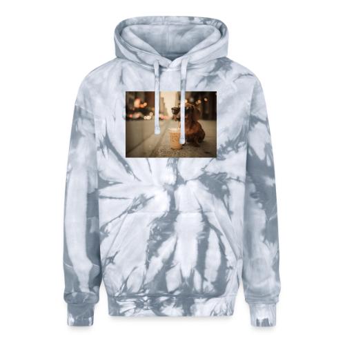 Funny Dachshund Iced Coffee Lover Tee - Adult Tie Dye Hoodie