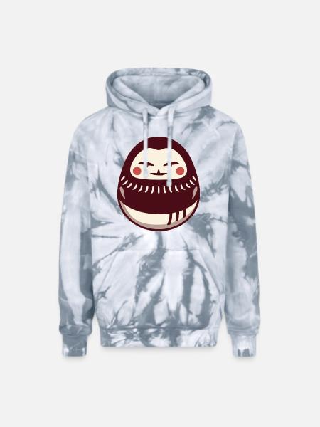 Daruma Doll - Adult Tie Dye Hoodie - spider silver