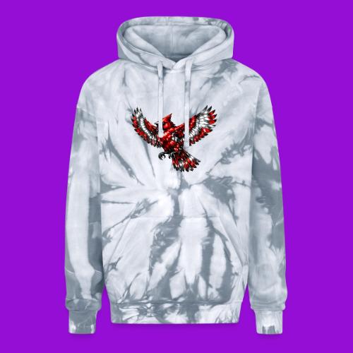 Silver Cardinal in Flight - Adult Tie Dye Hoodie