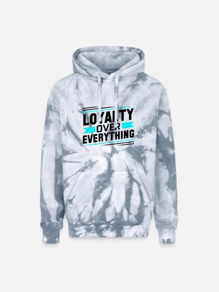 Loyalty Over Everything - Adult Tie Dye Hoodie - spider silver