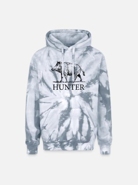 Hog Hunter - Adult Tie Dye Hoodie - spider silver