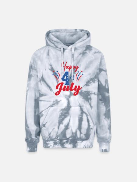 Happy 4th Of July - Adult Tie Dye Hoodie - spider silver