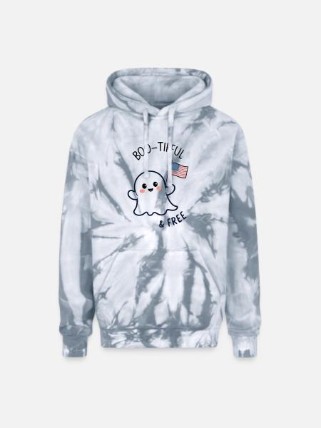 Ghost - 4th of july - Adult Tie Dye Hoodie - spider silver