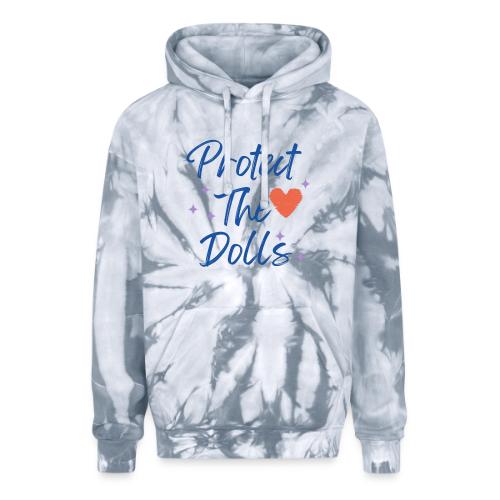 Protect The Dolls | Heart & Stars Typography - Adult Tie Dye Hoodie