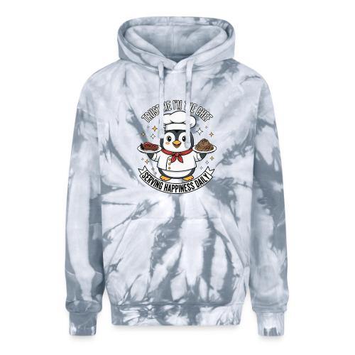 cute Penguin Chef-Funny Cartoon Daily Happiness - Adult Tie Dye Hoodie