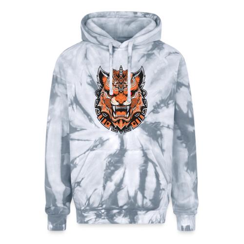Tribal Demon Wolf Mask - Adult Tie Dye Hoodie