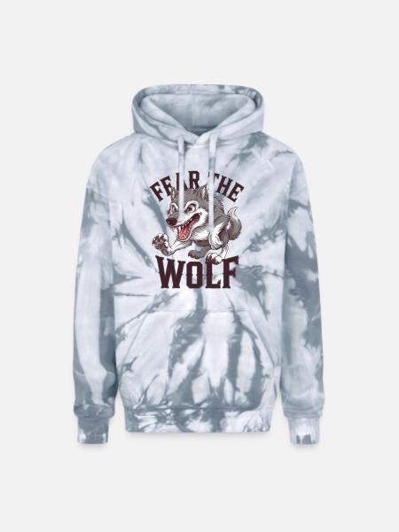 Howling Wolf Spirit - Adult Tie Dye Hoodie - spider silver