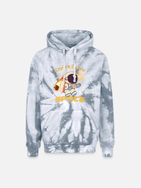Explore the Space - Adult Tie Dye Hoodie - spider silver