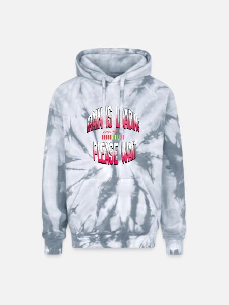 Brain Loading Please Wait - Adult Tie Dye Hoodie - spider silver