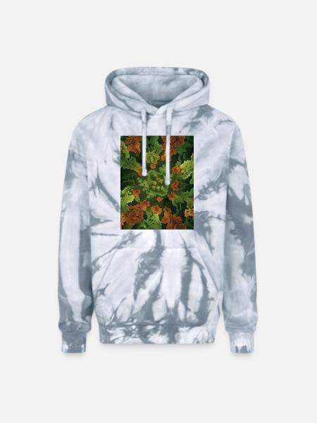 Fractal forest - Adult Tie Dye Hoodie - spider silver