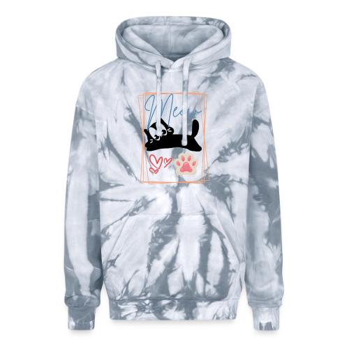 Meow Cat Paw Cute Kitty Lover Design - Adult Tie Dye Hoodie