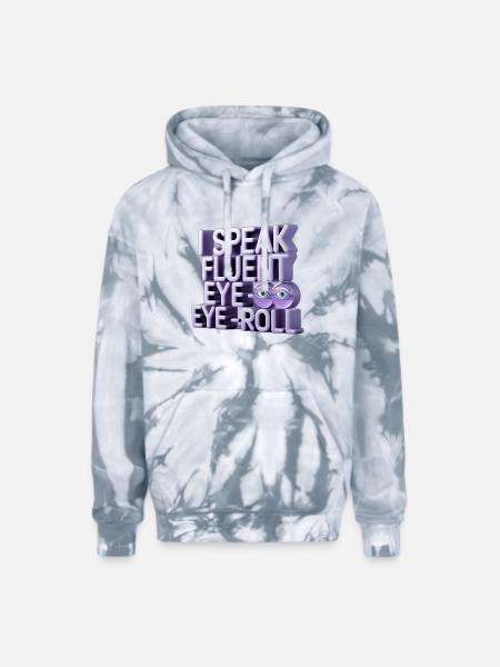 I Speak Fluent Eye-Roll - Adult Tie Dye Hoodie - spider silver