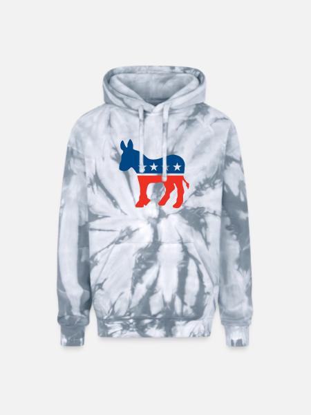 Democrat Logo - Adult Tie Dye Hoodie - spider silver