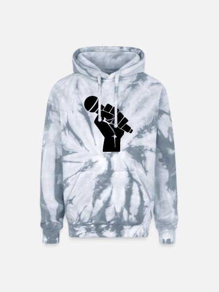 microphone - Adult Tie Dye Hoodie - spider silver