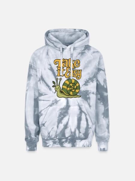 Take is Easy Snail - Adult Tie Dye Hoodie - spider silver