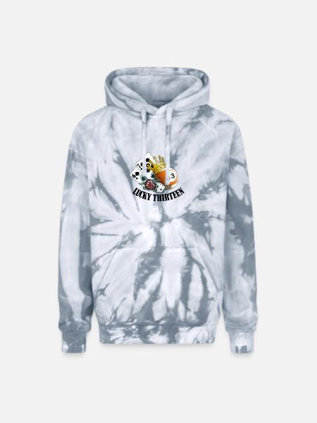 Lucky Thirteen - Adult Tie Dye Hoodie - spider silver