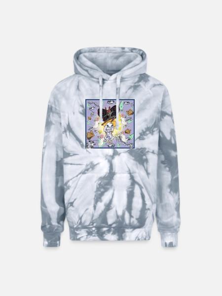 Mothman & Isobod - Adult Tie Dye Hoodie - spider silver