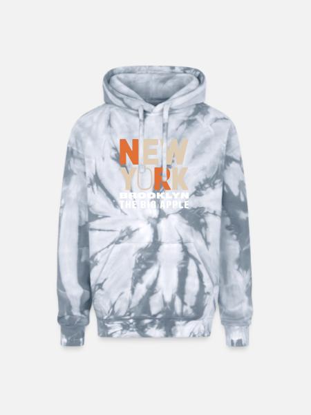 New York Brooklyn - The Big Apple Classic Design - Adult Tie Dye Hoodie - spider silver