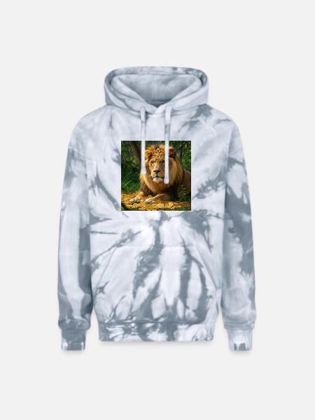 Lion coin - Adult Tie Dye Hoodie - spider silver