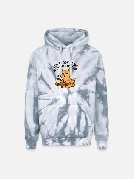 Unimpressed cat - Adult Tie Dye Hoodie - spider silver