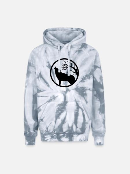 Howling wolf - Adult Tie Dye Hoodie - spider silver