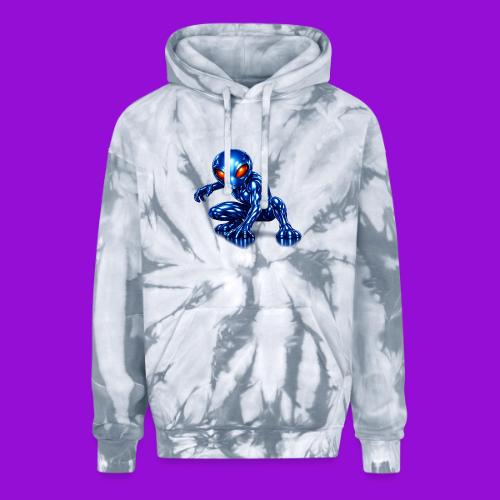 Blue Alien Crouch - Adult Tie Dye Hoodie