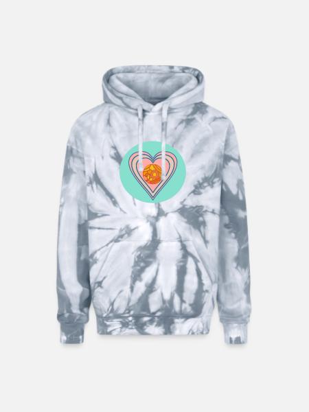 Gold Heart - Adult Tie Dye Hoodie - spider silver