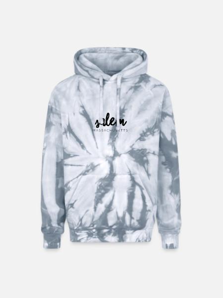 Salem Massachusetts - Adult Tie Dye Hoodie - spider silver