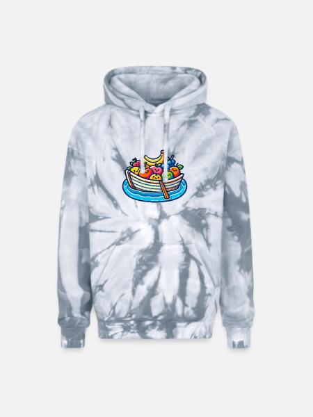 Fruity Boat Adventure - Adult Tie Dye Hoodie - spider silver