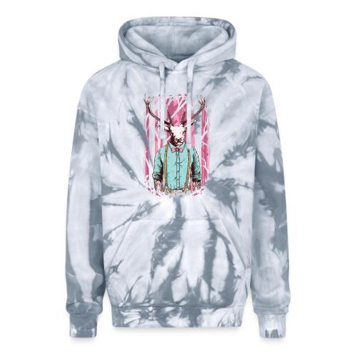 Fashion Deer with Bow Tie - Adult Tie Dye Hoodie