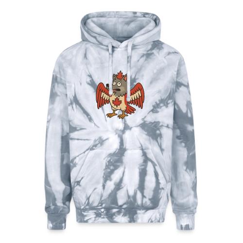 Maple-Mad Wolfbird – Quirky Canadian Creature - Adult Tie Dye Hoodie