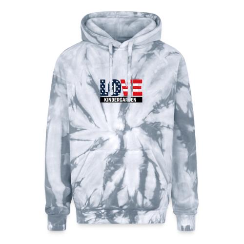 Love Kindergarten Patriotic Graduation - Adult Tie Dye Hoodie