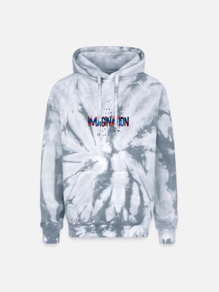 imagination - Adult Tie Dye Hoodie - spider silver