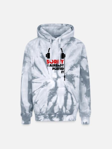 sorry_i_already_played_it_3 - Adult Tie Dye Hoodie - spider silver