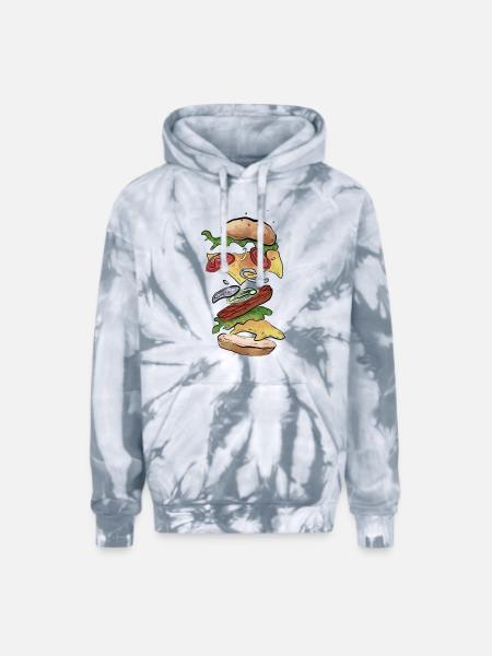 Burger - Adult Tie Dye Hoodie - spider silver