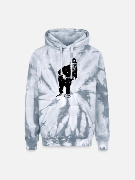 Stern policeman - Adult Tie Dye Hoodie - spider silver