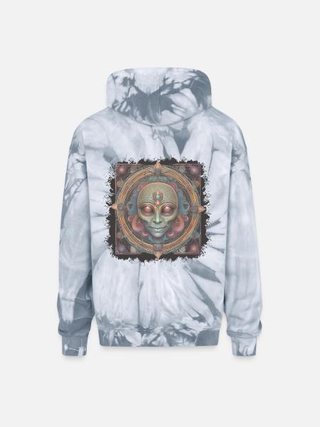 Alien face - Adult Tie Dye Hoodie - spider silver