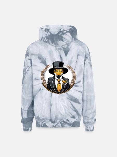 salamander - Adult Tie Dye Hoodie - spider silver