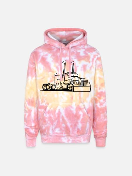 Comic style truck - Adult Tie Dye Hoodie - funnel cake