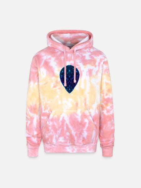 Neon Geometric Alien Face - Adult Tie Dye Hoodie - funnel cake
