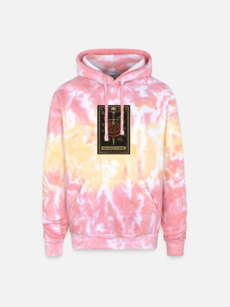 Dagger Rose Tarot Card - Adult Tie Dye Hoodie - funnel cake