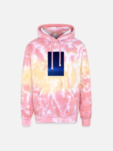 Blue Halftone Wave - Adult Tie Dye Hoodie - funnel cake